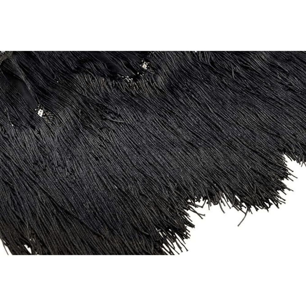 ✨ Flapper Great Gatsby 1920s Retro Tassel Fringe Sequin Midi Black Dress XL NEW - Picture 7 of 13